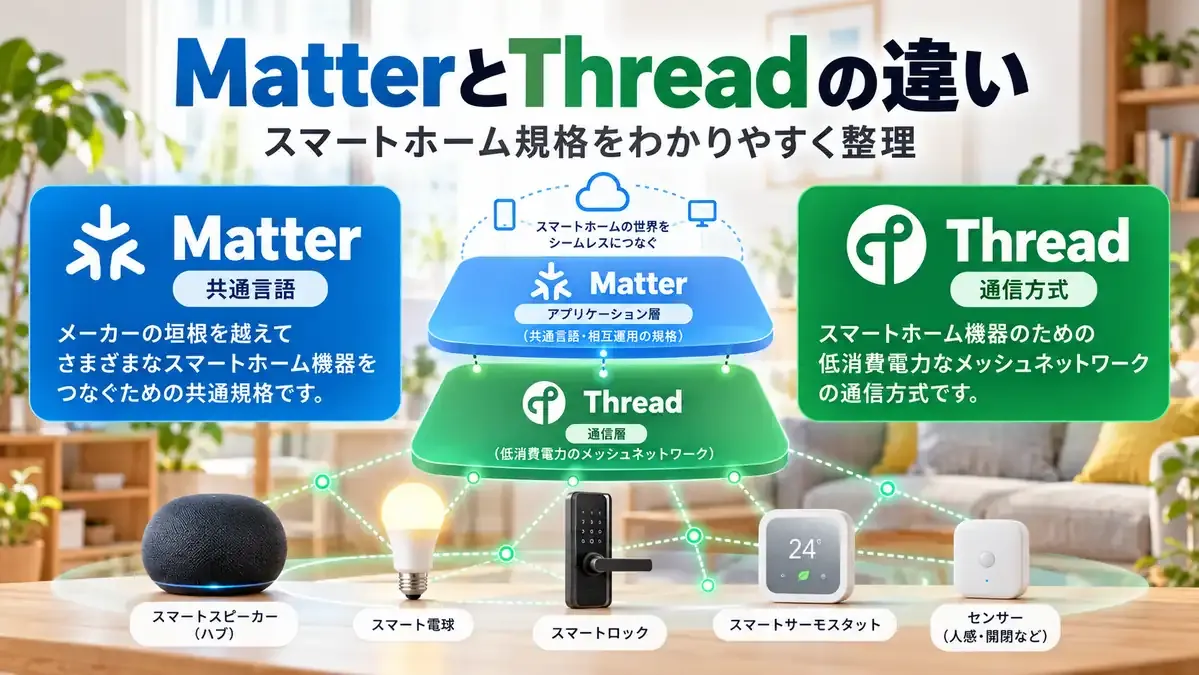 MatterとThreadの違いは？2026年スマートホームで迷わない選び方